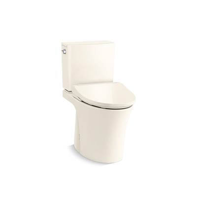 Hidden cord two-piece elongated toilet with skirted trapway, 1.28 gpf - Biscuit