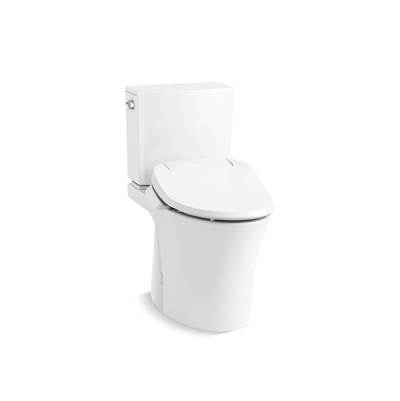 Hidden cord two-piece elongated toilet with skirted trapway, 1.28 gpf - White