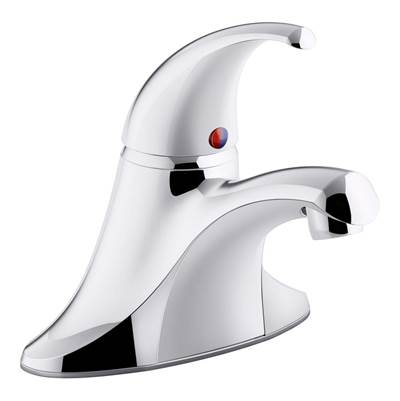 Coralais single-handle centerset bathroom sink faucet with metal pop-up drain and lift rod, project pack