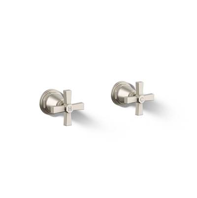 Kohler Pinstripe Pure Deck-mount Bath Faucet Handle Trim with Cross Design - Vibrant Brushed Nickel