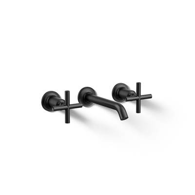 Kohler Purist Wall-mount bathroom sink faucet trim with Cross handles, 1.2 gpm - Matte Black