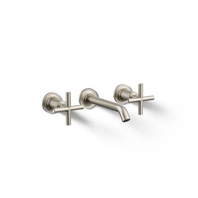 Kohler Purist Wall-mount bathroom sink faucet trim with Cross handles, 1.2 gpm - Vibrant Brushed Nickel