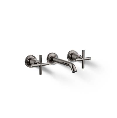 Kohler Purist Wall-mount bathroom sink faucet trim with Cross handles, 1.2 gpm - Vibrant Titanium