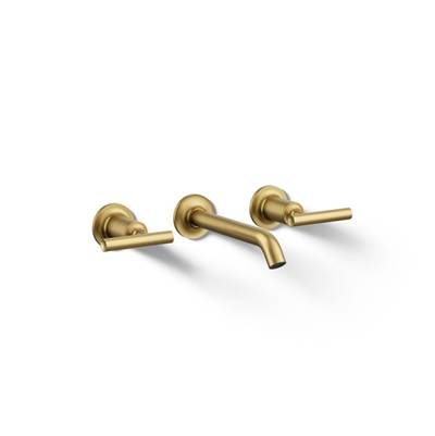 Kohler Purist Wall-mount bathroom sink faucet trim with Lever handles, 1.2 gpm - Vibrant Brushed Moderne Brass