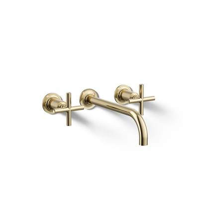 Kohler Purist Wall-mount bathroom sink faucet trim with Cross handles, 1.2 gpm - Vibrant French Gold