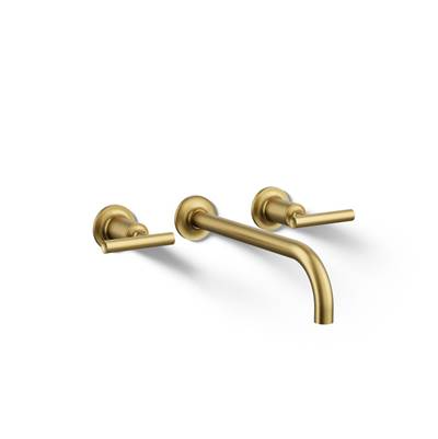 Kohler Purist Wall-mount bathroom sink faucet trim with Lever handles, 1.2 gpm - Vibrant Brushed Moderne Brass