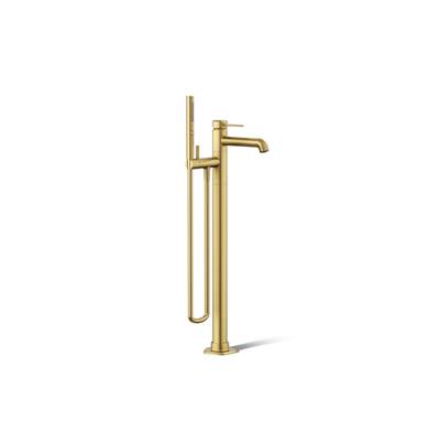 Kohler Occasion Floor-mount Bath Filler Trim with Handshower - Vibrant Brushed Moderne Brass