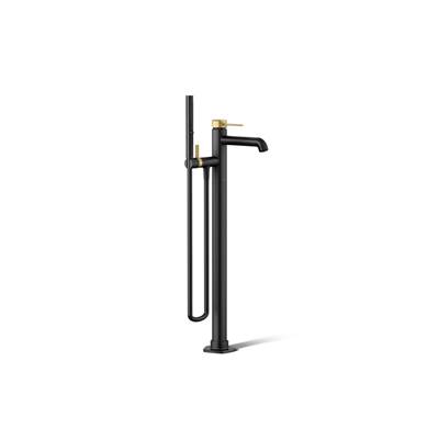 Kohler Occasion Floor-mount Bath Filler Trim with Handshower - Matte Black with Brushed Moderne...