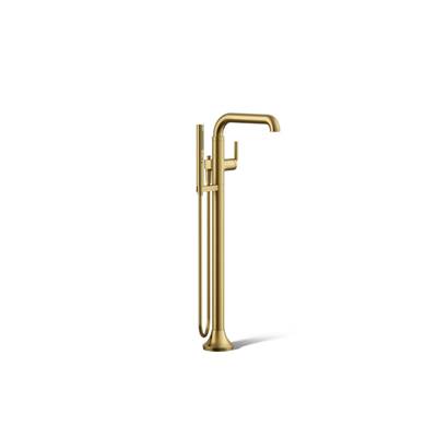 Kohler ToneE Floor-mount bath filler trim with handshower - Vibrant Brushed Moderne Brass