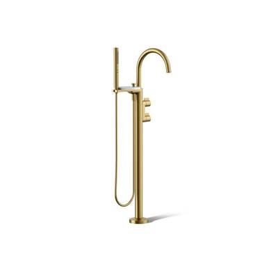 Components Floor-mount bath filler trim with lever handles and handshower