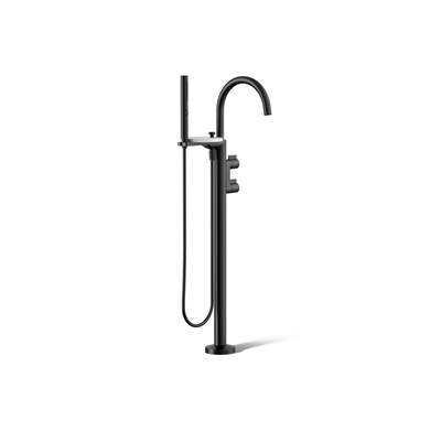 Components Floor-mount bath filler trim with lever handles and handshower