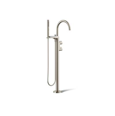 Components Floor-mount bath filler trim with lever handles and handshower