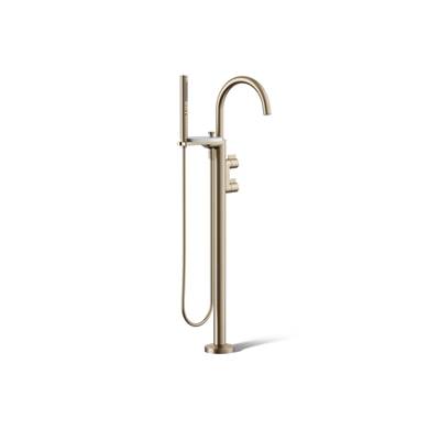 Components Floor-mount bath filler trim with lever handles and handshower