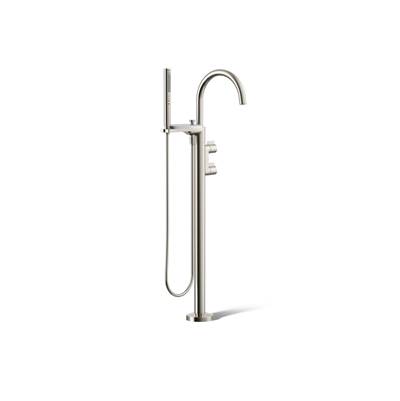 Components Floor-mount bath filler trim with lever handles and handshower
