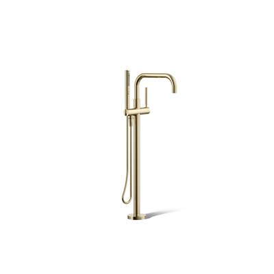 Kohler Purist Floor-mount Bath Filler Trim with Handshower - Vibrant French Gold