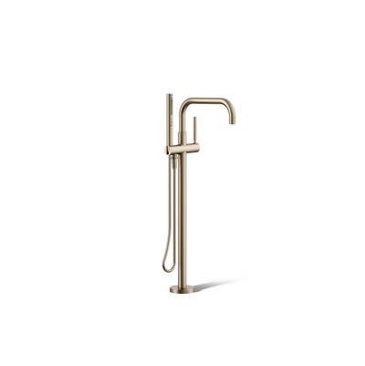 Kohler Purist Floor-mount Bath Filler Trim with Handshower - Vibrant Brushed Bronze