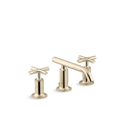 Kohler Purist Widespread bathroom sink faucet with cross handles, 1.2 gpm - Vibrant French Gold
