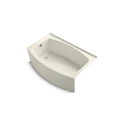 Expanse 60'' x 32'' curved alcove bath with integral flange and left-hand drain - Biscuit