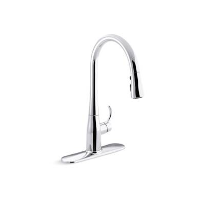 Kohler Simplice Pull-down kitchen sink faucet with three-function sprayhead - Polished Chrome