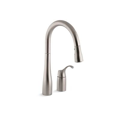Kohler Simplice Pull-down kitchen sink faucet with three-function sprayhead - Vibrant Stainless