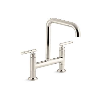 Kohler Purist Two-hole bridge kitchen sink faucet - Vibrant Polished Nickel