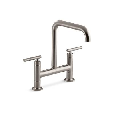 Kohler Purist Two-hole bridge kitchen sink faucet - Vibrant Stainless
