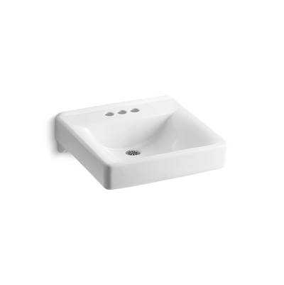 Kohler Soho 20'' x 18'' wall-mount/concealed arm carrier bathroom sink with 4'' centerset faucet holes - White