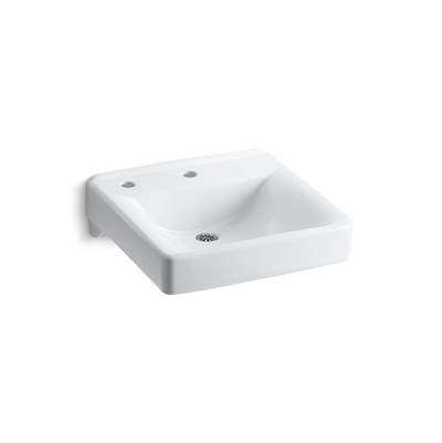 Kohler Soho 20'' x 18'' wall-mount/concealed arm carrier bathroom sink with single faucet hole and left-hand soap dispenser hole - White