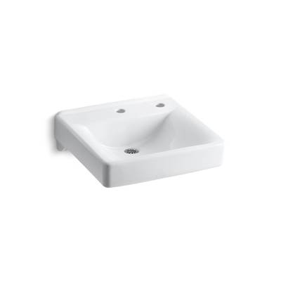 Kohler Soho 20'' x 18'' wall-mount/concealed arm carrier bathroom sink with single faucet hole and right-hand soap dispenser hole - White