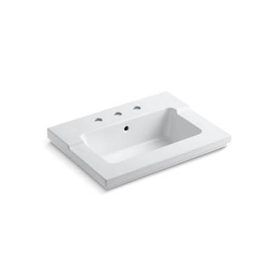 Kohler Tresham vanity-top bathroom sink with 8'' widespread faucet holes - White