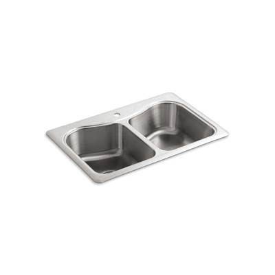 Kohler StaccatoE 33'' top-mount double-bowl kitchen sink - Stainless Steel