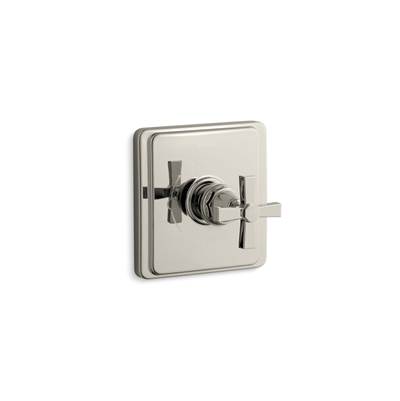 Kohler Pinstripe Pure Rite-temp Valve Trim with Cross Handle - Vibrant Polished Nickel