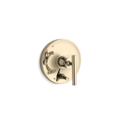 Kohler Purist Rite-temp Valve Trim with Push-button Diverter and Lever Handle - Vibrant French Gold