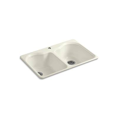 Hartland 33'' top-mount double-bowl kitchen sink - Biscuit