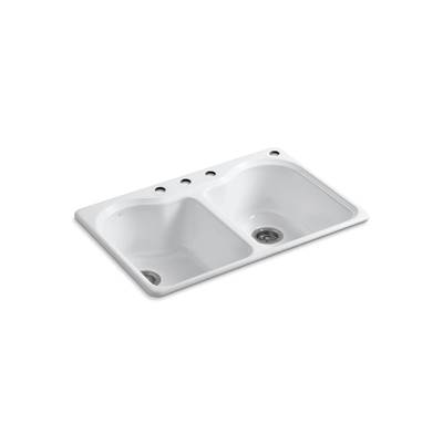 Hartland 33'' top-mount double-bowl kitchen sink - White
