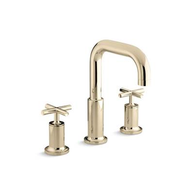 Kohler Purist Deck-mount Bath Faucet Trim with Cross Handles - Vibrant French Gold