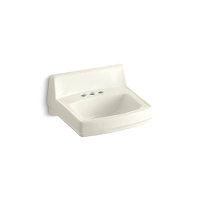 GreenwichE 20-3/4'' x 18-1/4'' wall-mount/concealed arm carrier bathroom sink with 4'' centerset faucet holes - Biscuit