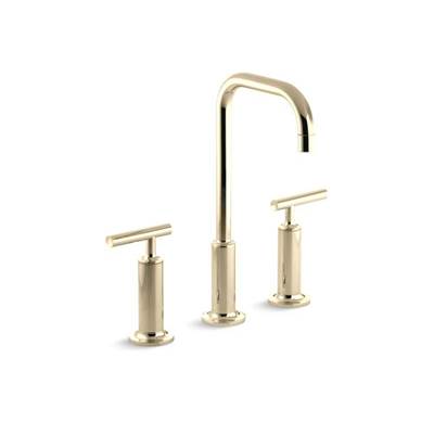 Kohler Purist Widespread bathroom sink faucet with lever handles, 1.2 gpm - Vibrant French Gold