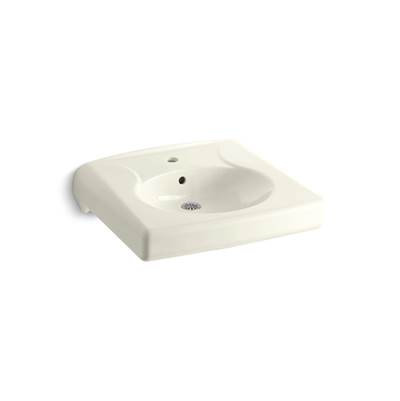 BrenhamE Wall-mount or concealed carrier arm mount commercial bathroom sink with single faucet hole
