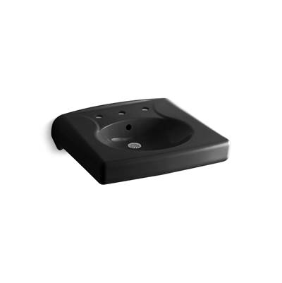 BrenhamE Wall-mount or concealed carrier arm mount commercial bathroom sink with widespread faucet holes