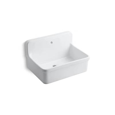 GilfordE 30'' x 22'' bracket-mount scrub-up/plaster sink with single faucet hole - White