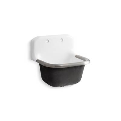 BannonE 24'' x 20-1/4'' wall-mount or P-trap mount service sink with rim guard and back drilled on 8'' centers