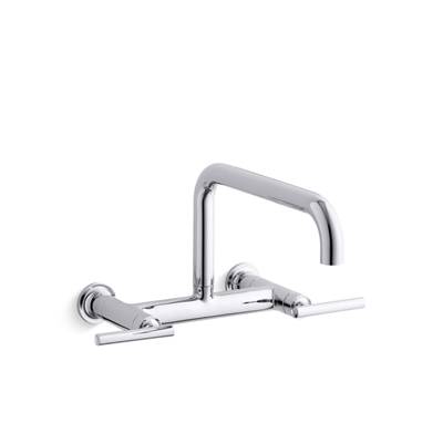 Kohler Purist Two-hole wall-mount bridge kitchen sink faucet - Polished Chrome