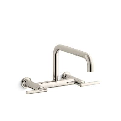 Kohler Purist Two-hole wall-mount bridge kitchen sink faucet - Vibrant Polished Nickel