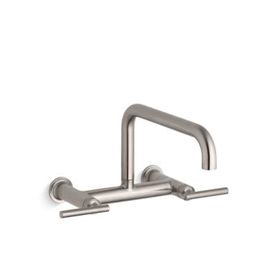 Kohler Purist Two-hole wall-mount bridge kitchen sink faucet - Vibrant Stainless
