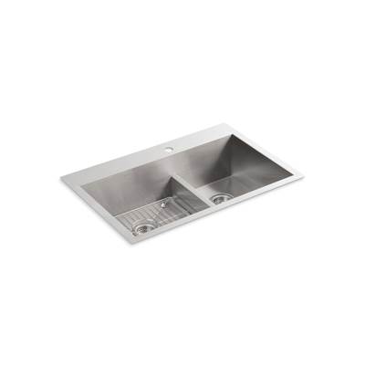 Kohler VaultE Smart Divide 33'' top-/undermount double-bowl kitchen sink - Stainless Steel