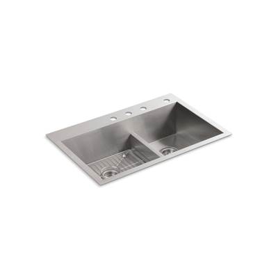 Kohler VaultE Smart Divide 33'' top-/undermount double-bowl kitchen sink - Stainless Steel