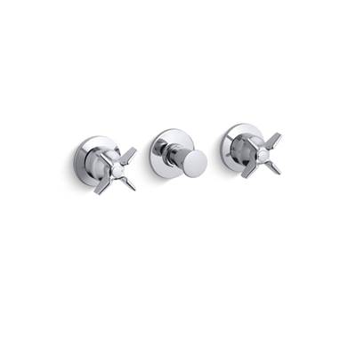Kohler Triton Wall-mount valve trim with push button diverter and cross handles, requires valve - Polished Chrome