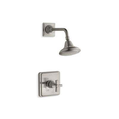 Kohler Pinstripe Pure Rite-temp Shower Trim Kit with Cross Handle, 2.5 Gpm - Vibrant Brushed Nickel