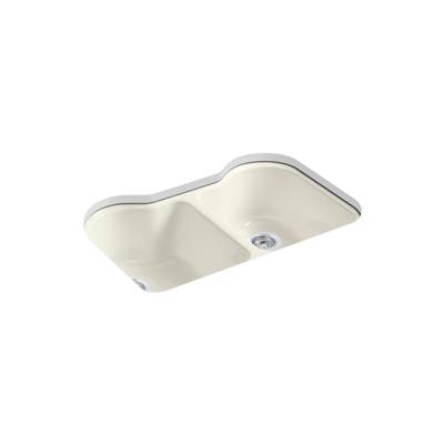 Hartland 33'' undermount double-bowl kitchen sink - Biscuit